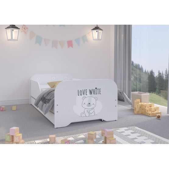 Children's Bed MIKI 160 x 80 cm - White Teddy Bear