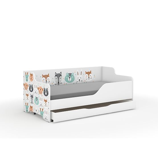 Children's Bed with Backrest LILU 160 x 80 cm - Animals