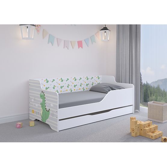 Children's Bed with Backrest LILU 160 x 80 cm - Dino