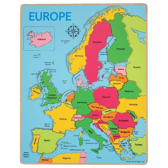 Bigjigs Toys Wooden puzzle map of Europe 25 pieces