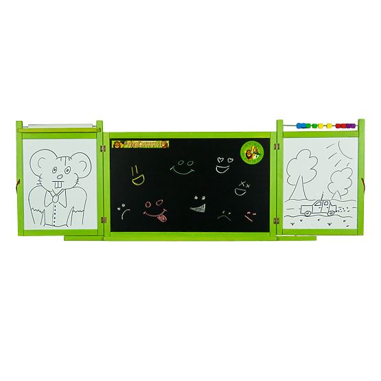 Children's magnetic/chalk board on the wall - green