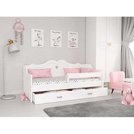 Children's Bed JULIE with Backrest 160x80 cm - White