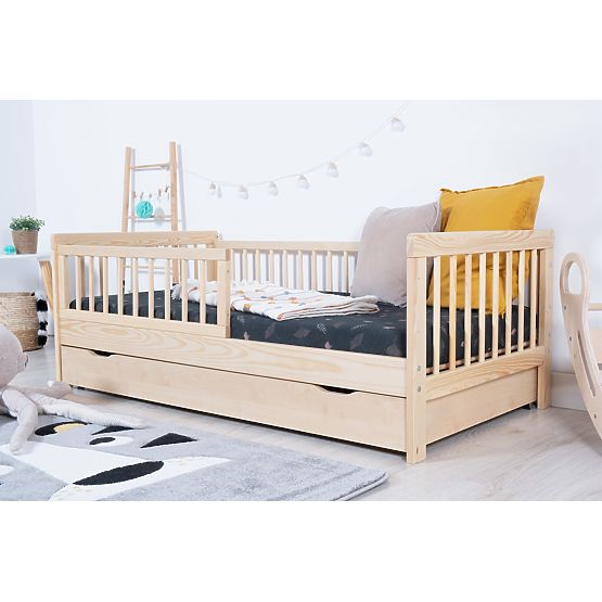 Children's Bed with Guardrail TEDDY - Natural