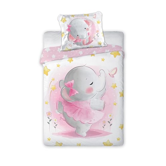 Children's bedding 135x100 + 60x40 cm Pink elephant