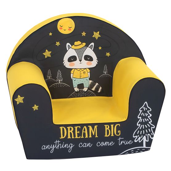 Children's Armchair Raccoon - Black and Yellow