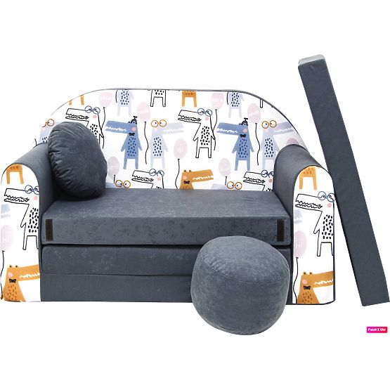 Children's Sofa Crocodiles - Grey