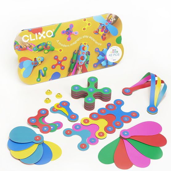 Clixo flexible magnetic kit, 42 pcs - Rainbow