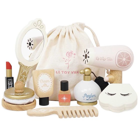 Cosmetic Bag with Wooden Accessories