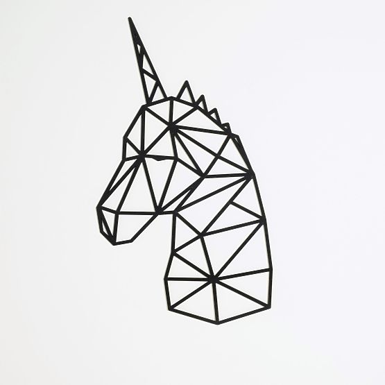 Wooden geometric painting - Unicorn - different colors Color: black