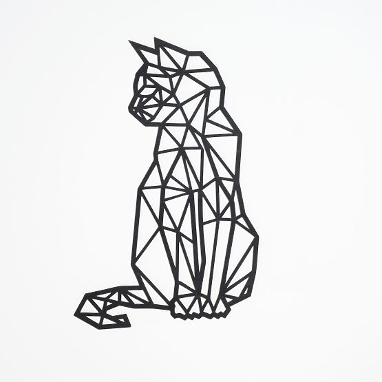 Wooden geometric painting - Cat - different colors Color: black