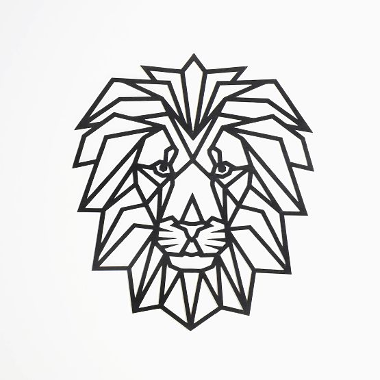 Wooden geometric painting - Lion - different colors Color: black