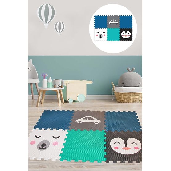 Foam play mat 6 pcs - Bear, penguin and car