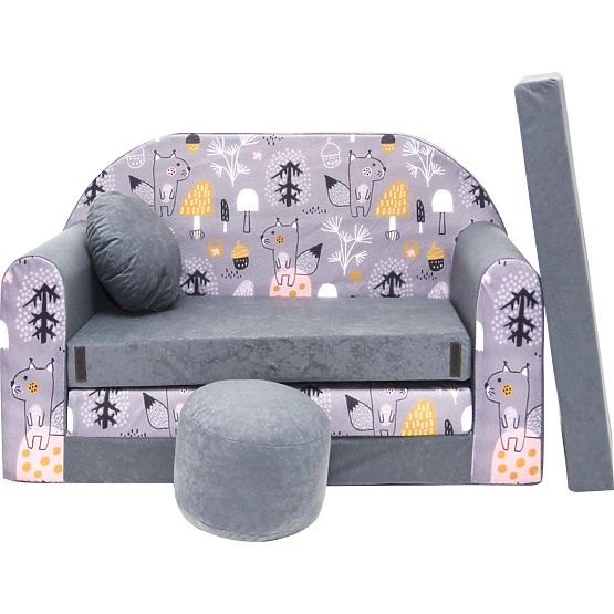 Children's Sofa Forest with Squirrel - Gray