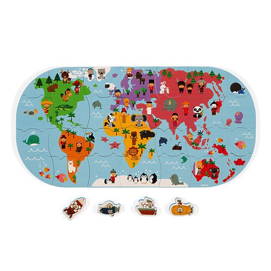 Janod Water Toy Puzzle World Map 28 pcs