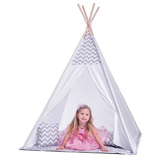 Children's teepee tent grey-white