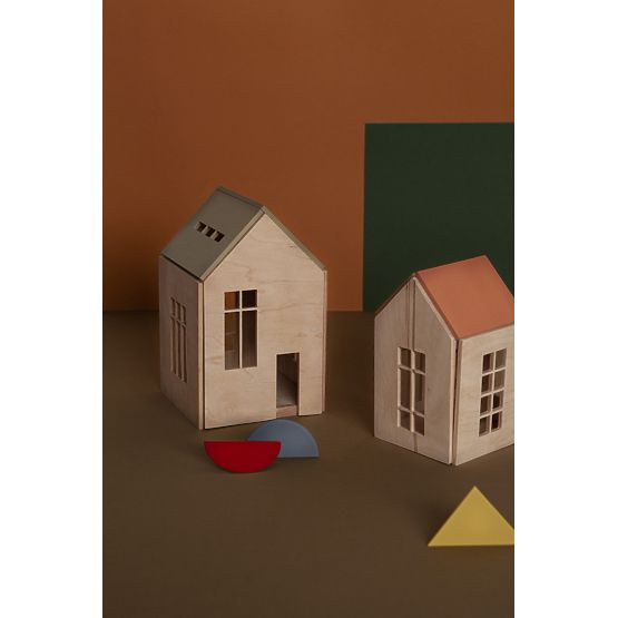 Magnetic Montessori wooden house - khaki