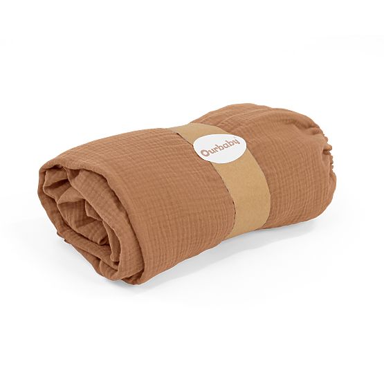 Muslin Fitted Sheet Ourbaby 140x70 cm - Toffee