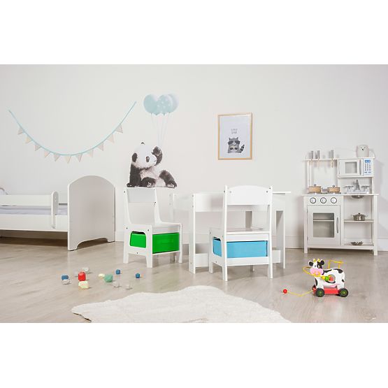 Ourbaby Children's Table with Chairs and Blue and Green Box