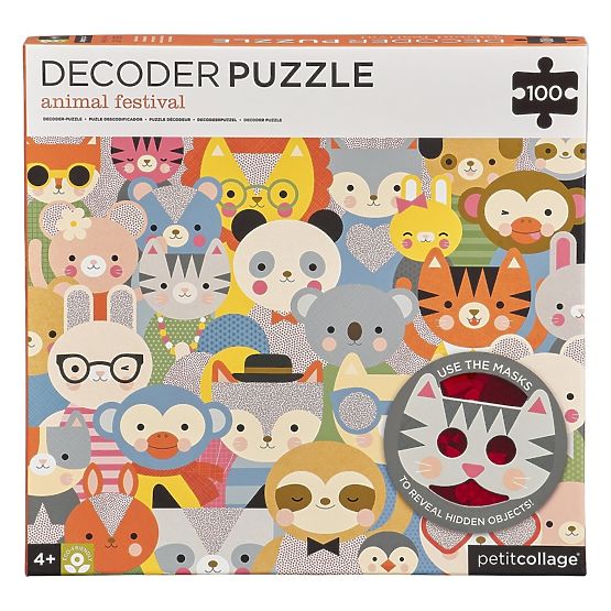 Petit Collage Puzzle animals 100 pcs with 3D glasses