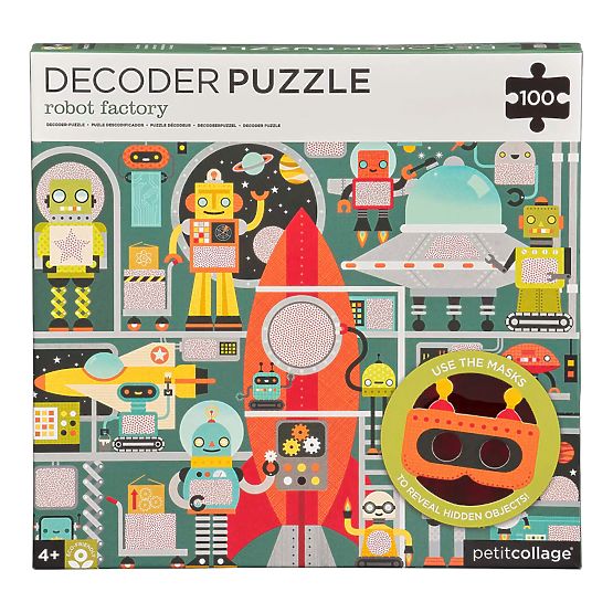 Petit Collage Puzzle robots 100 pcs with 3D glasses