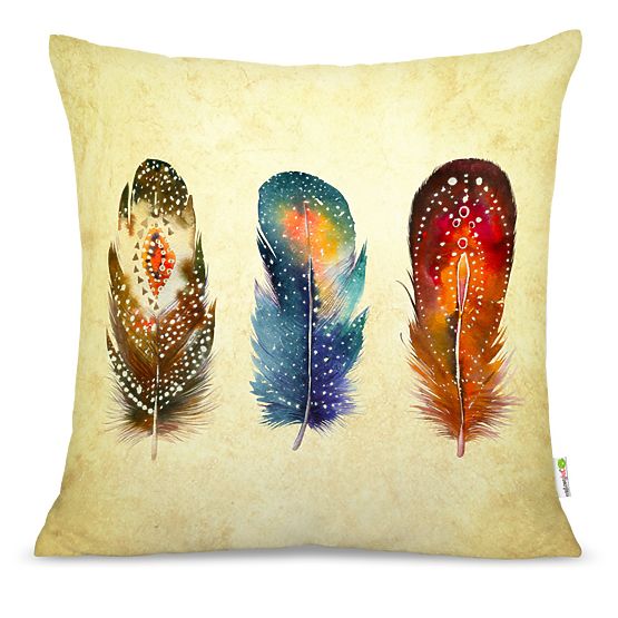 Pillow boho Feather 01