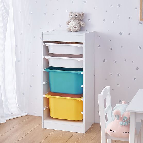 Shelf with Storage Boxes Tower - Blue/Yellow