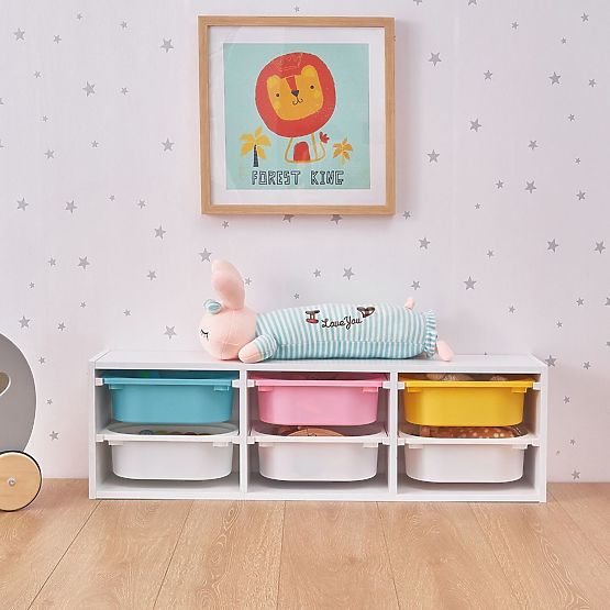 Shelf with Storage Boxes Explorer - Blue / Pink / Yellow