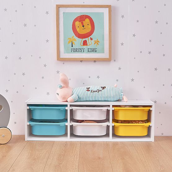 Shelf with Storage Boxes Explorer - Blue / White / Yellow