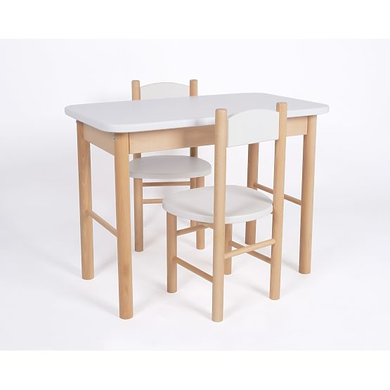 Simple Table and Chair Set - White