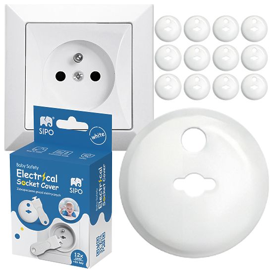 SIPO Protective covers for electric sockets, white - 12 pcs