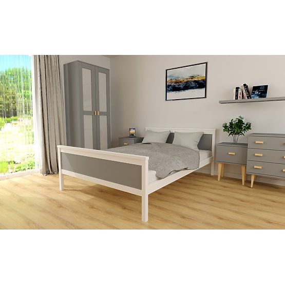 Wooden Bed Ikar 200 x 120 cm - Gray-White