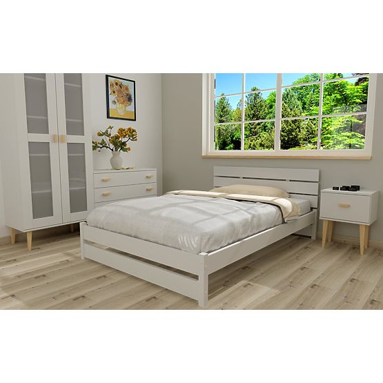 Wooden Bed Max 200 x 120 cm - White