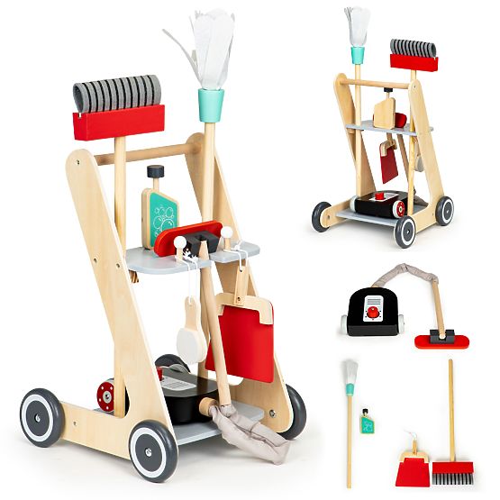 Wooden Cleaning Set Trolley XXL Vacuum Cleaner ECOTOYS