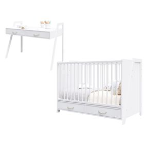 2-in-1 Crib and Desk CONE 120x60 - WHITE