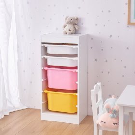 Shelf with Storage Boxes Tower - Pink / Yellow