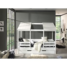 Children's House-Shaped Bed Malia - White, VIPACK FURNITURE