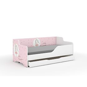 Children's Bed with Back LILU 160 x 80 cm - Princess, Wooden Toys