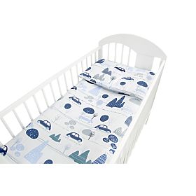 Bed linen set 120x90 cm Cars - blue, Ankras