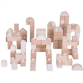 Bigjigs Baby Wooden Connecting Cubes - Natur set of 100 pieces, Bigjigs Toys