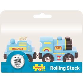 Bigjigs Rail Blue machine with tender + 2 rails, Bigjigs Rail