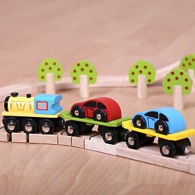 Bigjigs Rail Freight train with cars and tracks, Bigjigs Rail