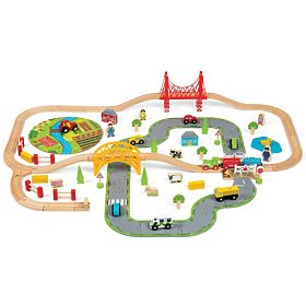 Bigjigs Rail Wooden train track with country road 80 parts, Bigjigs Rail