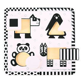 Bigjigs Toys Wooden insert puzzle black and white shapes 1, Bigjigs Toys