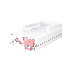 Children's bed MAX Pink Tedy Bear 160x80 cm - white, BabyBoo