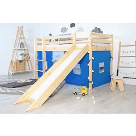 Children's Loft Bed Ourbaby Modo with Slide - Pine, Litdrew