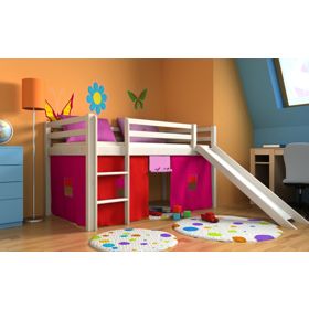 Children's Loft Bed Ourbaby Modo with Slide - White, Litdrew