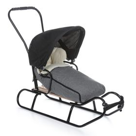 Children's sled with backrest and hood - dark gray / melange, Guciopremium