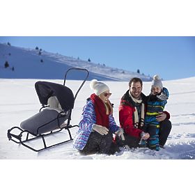 Children's sled with backrest and hood - dark gray / melange, Guciopremium