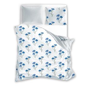 Cornflower blue cotton bedding 140x200cm + 70x90cm, Faro