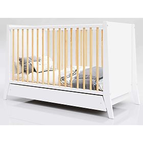 Cosmo Scandi Baby Crib 120x60 White-Natural, Pietrus